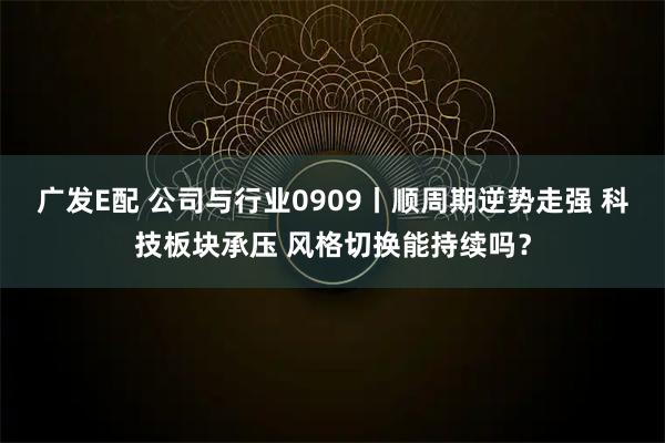 广发E配 公司与行业0909丨顺周期逆势走强 科技板块承压 风格切换能持续吗？